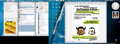 Trabajando con Gimp sobre Debian usando dos monitores