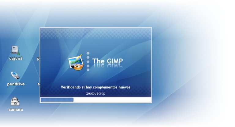 Ejemplo de pantalla anunciadora de Gimp